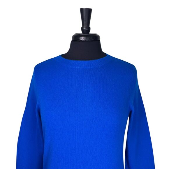 Talbots Women’s Sweater Medium 100% Cashmere Royal Blue 3/4 Sleeve Soft Knit - Picture 5 of 8